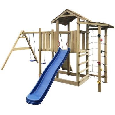 vidaXL Aire de jeu avec toboggan et balançoires 516x450x270 cm Bois
