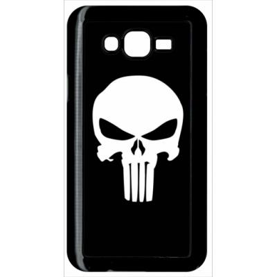 Coque samsung galaxy j7 tête de mort sur fond noir