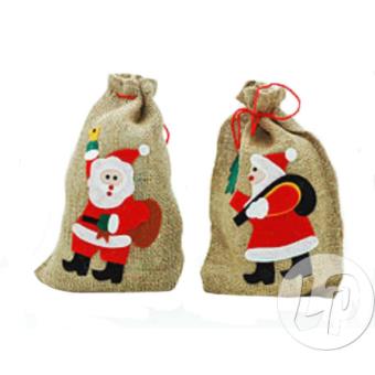 Sac En Toile De Jute Pere Noel 20x28cm Mix Accessoire De