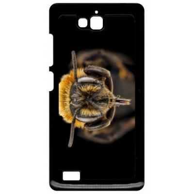 Coque huawei honor 3c et 3c 4g macro tete d'abeille sur fond noir