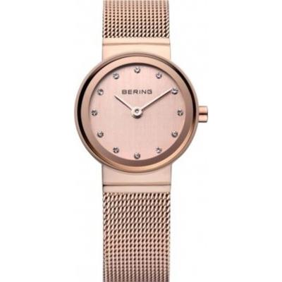 Montre Bering 10122-366 - Montre Acier Ronde Or Rose et Strass Femme