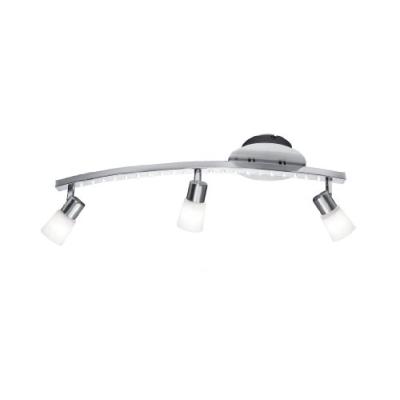 TRIO-LEUCHTEN 821910307 PLAFONNIER HALOGÈNELED EN NICKEL MATCHROMÉ ET VERRE BLANC DÉPOLI AVEC 3 AMPOULES G9 28 W ET 20 LED 0,0