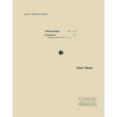 Partitions classique JOBERT PARAY PAUL - NOCTURNE - VIOLONCELLE, PIANO Violoncelle
