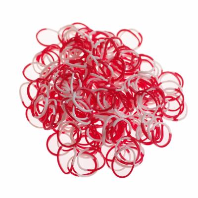 200 élastiques Loom - Bicolore Rouge-Blanc