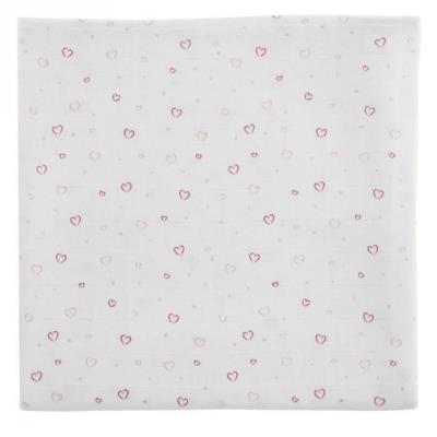Doux nid maxi lange imprimée coeurs rose 120 x 120 cm
