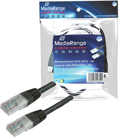 MediaRange - Cable réseau RJ45 CAT5e de 1,5 mètres - Noir