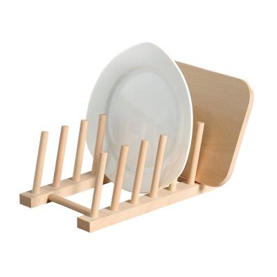 Support egouttoir à assiettes en bois