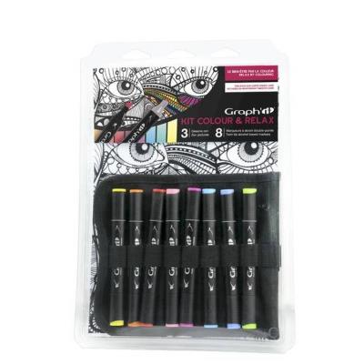 Kit Coloriage Colour et Relax Graph'it - Visage coul. vives - Graph it