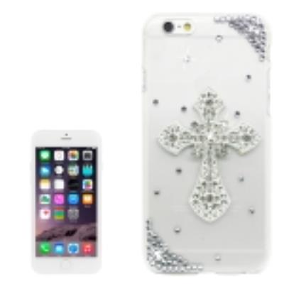 Iphone 6 : Coque Housse Plastique Transparent Croix Bijoux Incrusté
