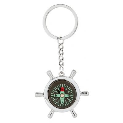 Moses porte-clés avec boussole Pirate 5 cm argent/noir