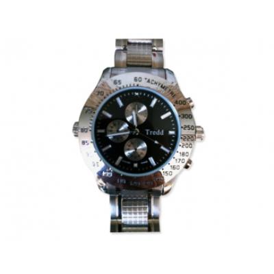 Montre espionne 4Go en métal argent camera espion surveillance mini discrete