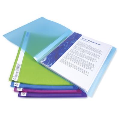 Pqt de 10 Protège-documents Flexi 20 Pochettes A4 Couleurs vives Transparentes
