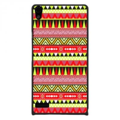 Coque rigide pour Huawei Ascend P6 avec impression Motifs aztèque jaune et rouge
