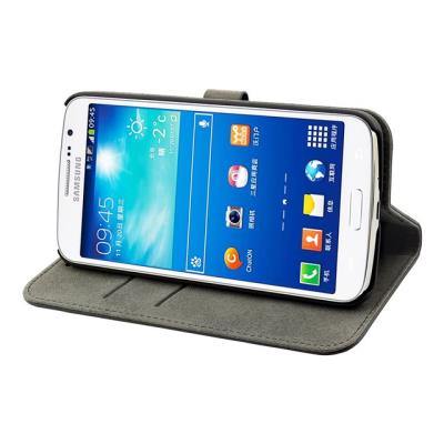 Muvit Slim Folio - Flip cover voor mobiele telefoon - polyurethaan, polycarbonaat - glad zwart - voor Samsung Galaxy Grand Max