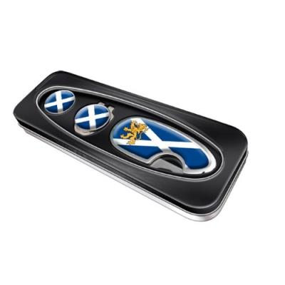 Asbri golf pitchmaster relève-pitch et clip capuchon dans un coffret cadeau en métal ecosse