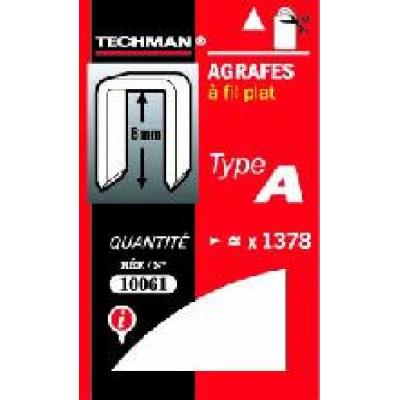 TECHMAN Agrafes fil fin type c 8mmblister 1420 pces