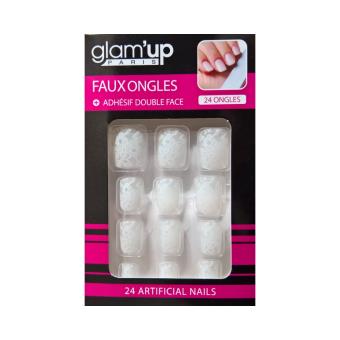 Kit Faux Ongles GLAM UP French Manucure - Bout Rose - Avec Adhésifs - Neuf Sous Blister - Fabriqué En France