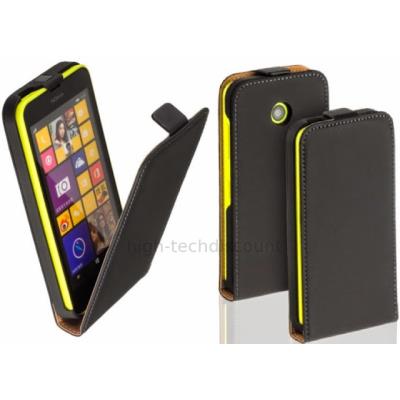 Housse etui coque pochette PU cuir fine pour Nokia Lumia 630 635 + film ecran - NOIR