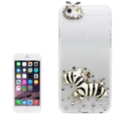 Iphone 6 : Coque Housse Plastique Transparent Zèbre Bijoux Incrusté