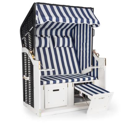 Blumfeldt Hiddensee Chaise longue cabine plage XL 2 places rayures - bleu/blanc