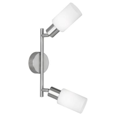 Reality Leuchten R80012007 Plafonnier En Nickel Et Verre, 2 Ampoules E14 Max. 40 W (Non Incluses) Nickel Matverre Blanc Mat, 25