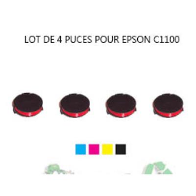 LASER- EPSON Lot de 4 Puces NOIR+ COULEUR Toner AcuLaser C1100