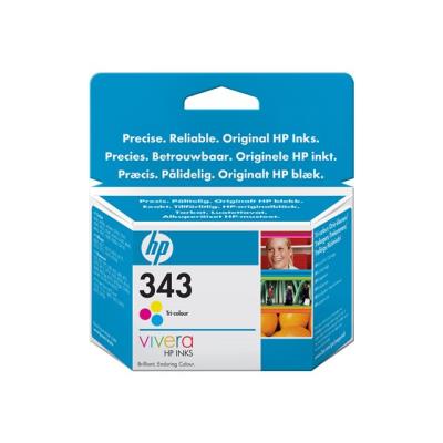 HP 343 - 7 ml - couleur (cyan, magenta, jaune) - original - Emballage coque avec alarme électromagnétique - cartouche d'encre - pour Officejet 100, 150, 63XX, H470, K7103; Photosmart 25XX, 26XX, 375, 42X, C4193, C4194