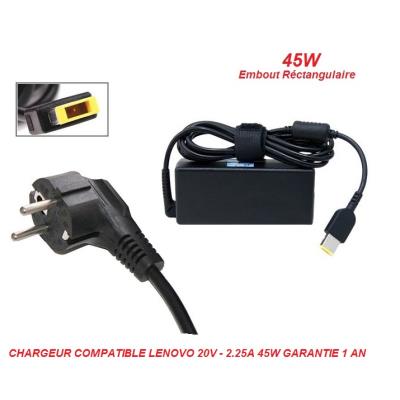 Chargeur et câble d'alimentation PC GENERIQUE Chargeur Alimentation Pour  Lenovo G50-45 20V 3,25A Embout rectangulaire