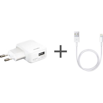 Kit adaptateur secteur Novodio Fast Charger + Câble Lightning Blanc 1m