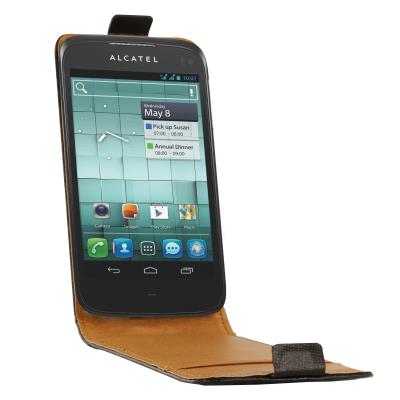 Etui cuir Noir véritable pour Alcatel 0T-995 Swiss Charger SCP10095