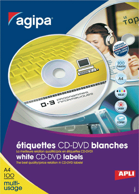 Agipa - Etiquette Cd-dvd Multi-usage - Boite De 200