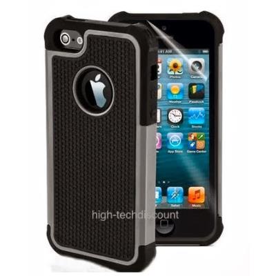 Housse etui coque rigide anti choc GRIS pour Apple iPhone 5 5S 5G + film ecran