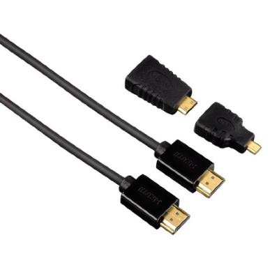 Hama Câble HDMI haute vitesse avec Ethernet (1,5 m), y compris 2x HDMI Noir Adaptateur (Import Allemagne)