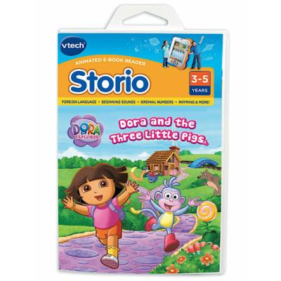 Vtech – Livre Jeu Storio – Dora l'Exploratrice – Dora et les 3 Petits Cochons (Version Anglaise)