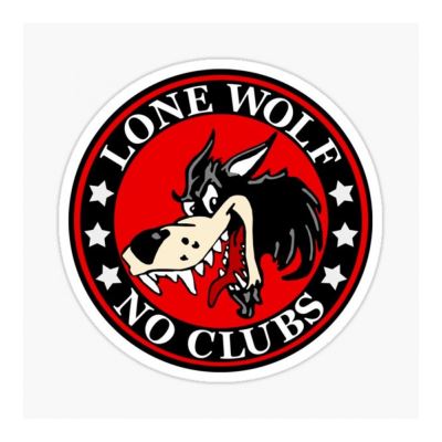 sticker lone wolf no clubs loup solitaire 7cm autocollant voiture moto