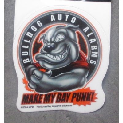 min sticker bulldog auto alarms autocollant rock roll chien