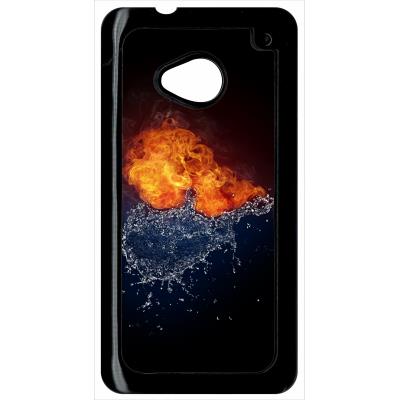 Coque HTC m7 duo de coeurs eau et flamme