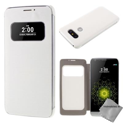 Housse etui coque portefeuille s-view pour LG G5 - BLANC