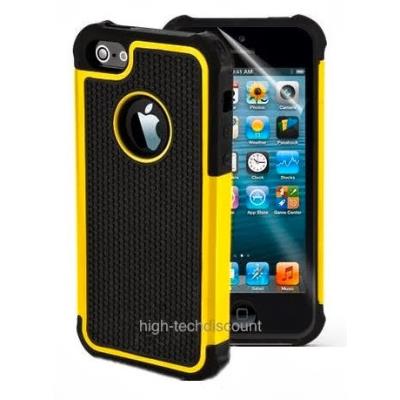 Housse etui coque rigide anti choc JAUNE pour Apple iPhone 5 5S 5G + film ecran