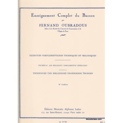 Méthodes et pédagogie LEDUC OUBRADOUS - ENSEIGNEMENT COMPLET DU BASSON VOL.3 Basson