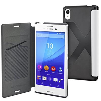 Muvit MFX Easy Folio Case - Flip cover voor mobiele telefoon - polyurethaan, polycarbonaat - wit - voor Sony XPERIA M4 Aqua