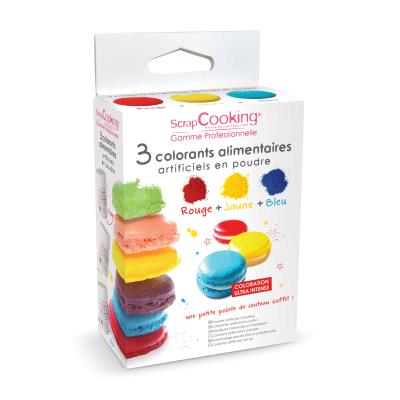 Colorants alimentaires (artificiel) - Bleu jaune rouge - Scrapcooking