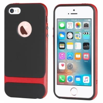 Coque Rock Royce Series bi-matières noire et rouge iPhone SE et 5s