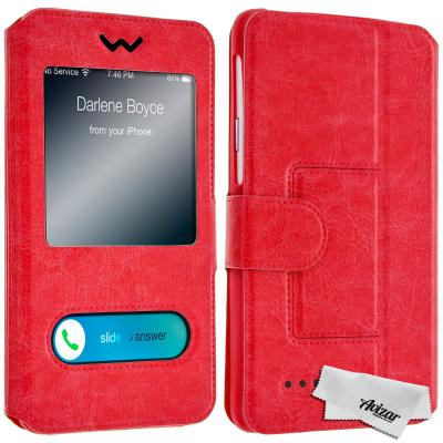 Housse Étui Folio Universel Double Fenêtre 4.7'' à 5'' - Rouge