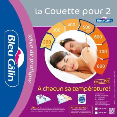 BLEU CALIN Couette pour Deux 220x240cm