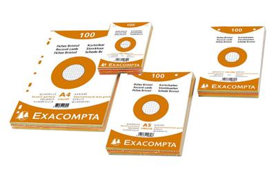 Bristol Exacompta 125x200mm 205g Quadrillé - Etui de 100 fiches - Orange