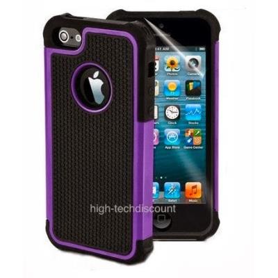 Housse etui coque rigide anti choc MAUVE pour Apple iPhone 5 5S 5G + film ecran