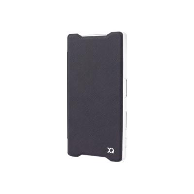 Xqisit Adour Flap Cover - Flip cover voor mobiele telefoon - polycarbonaat, namaakleer - zwart - voor Sony XPERIA Z5 Compact