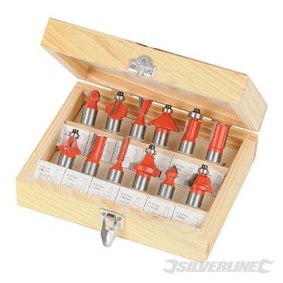 Coffret de 12 fraises à défoncer TCT 1/2 Silverline