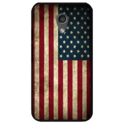 Coque noire pour Motorola Moto-G2 impression drapeau USA Vintage